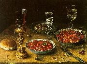 Osias Beert Still Life with Cherries Strawberries in China Bowls France oil painting artist
